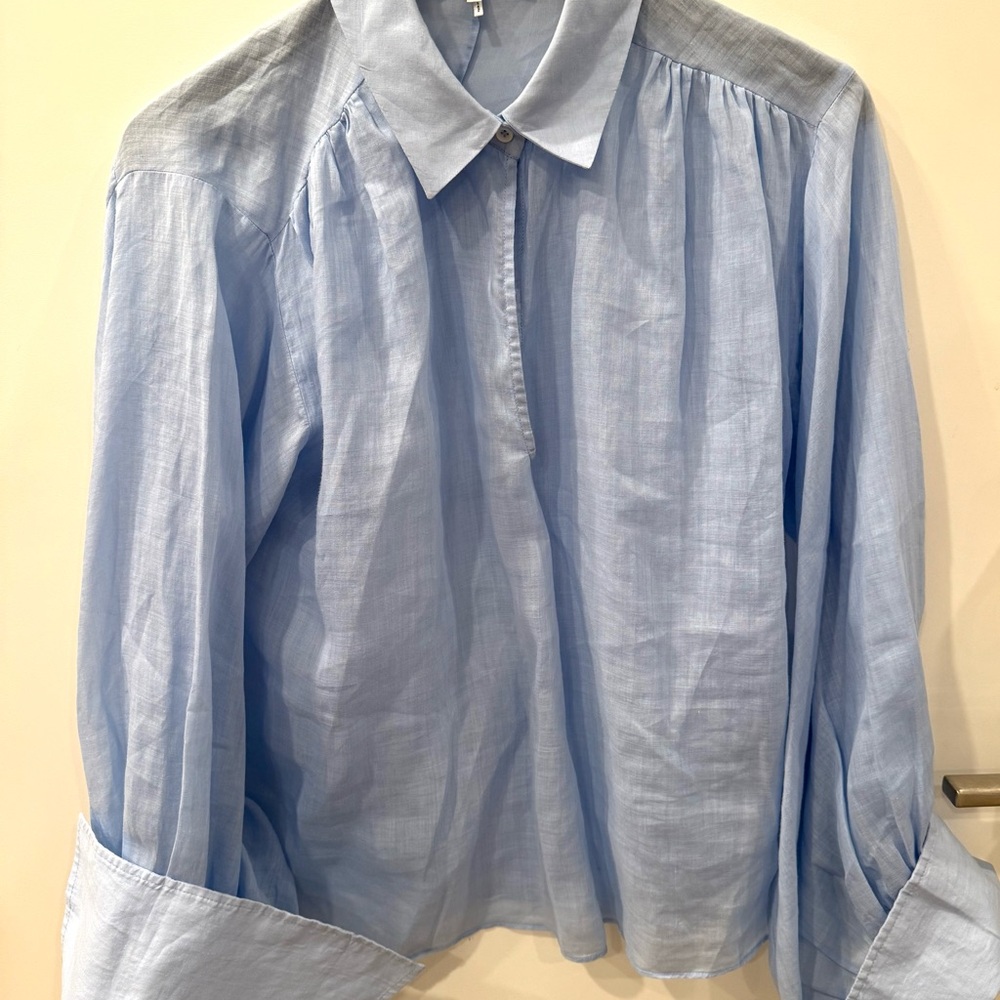 Frame Light Blue Linen Blouse